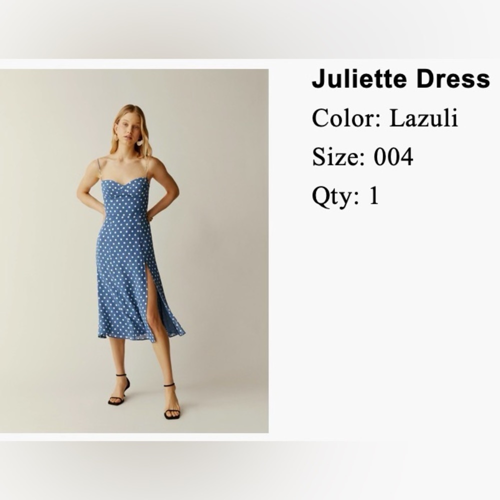 Reformation Julliette Dress - Color Lazuli / Blue and White Polka Dot